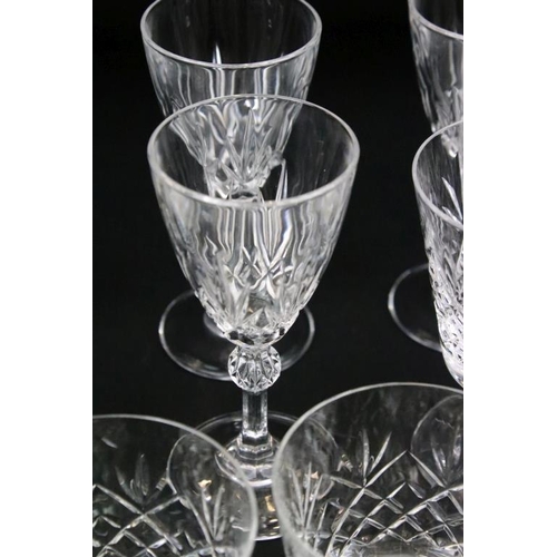 147 - Group of eighteen cut crystal glasses to include wine, tumblers, and sherry glasses. Some with Webb ... 