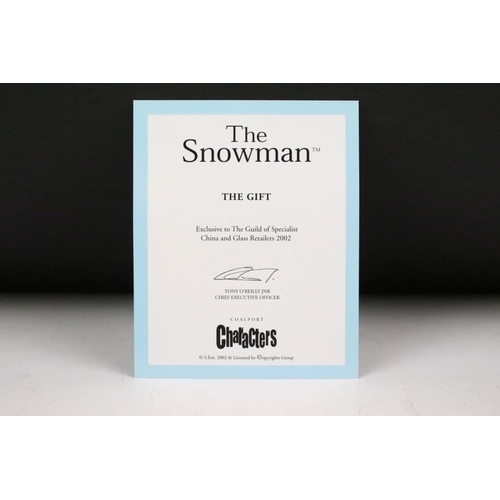 149 - Four Coalport Characters The Snowmen figurines to include; Building the Snowman, the Soloist (188/10... 