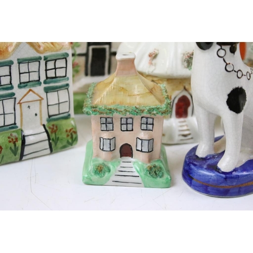 151 - Collection of 19th Century Victorian Staffordshire ceramics to include flat back cottage figurines a... 