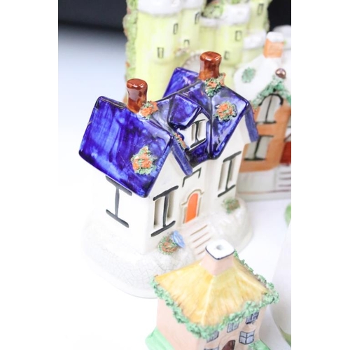 151 - Collection of 19th Century Victorian Staffordshire ceramics to include flat back cottage figurines a... 