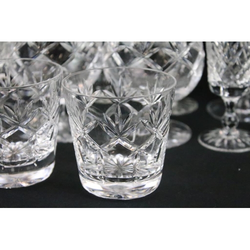 156 - Collection of cut crystal glasses to include Royal Doulton wine glasses, sherry glasses, tumblers, b... 