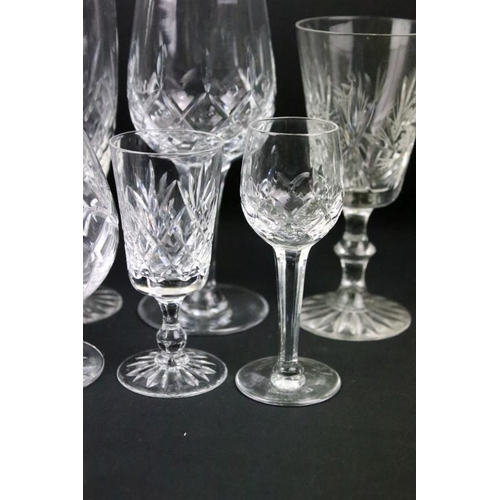 156 - Collection of cut crystal glasses to include Royal Doulton wine glasses, sherry glasses, tumblers, b... 