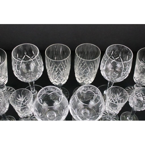 156 - Collection of cut crystal glasses to include Royal Doulton wine glasses, sherry glasses, tumblers, b... 