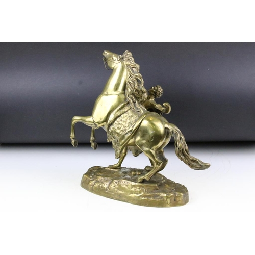 203 - After Guillaume Coustou (1677-1746) - A Pair of Bronze Marly Horses, of traditional form on shaped b... 