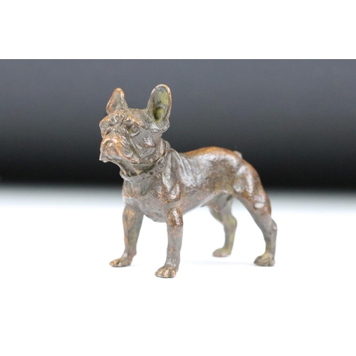 221 - An ornamental bronze figure of a French bulldog, stands approx 6cm in height.