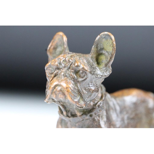 221 - An ornamental bronze figure of a French bulldog, stands approx 6cm in height.