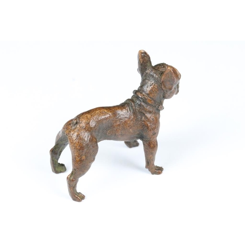 221 - An ornamental bronze figure of a French bulldog, stands approx 6cm in height.