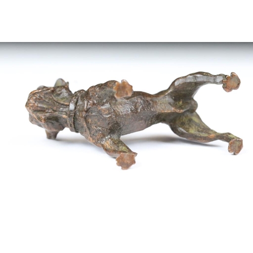 221 - An ornamental bronze figure of a French bulldog, stands approx 6cm in height.