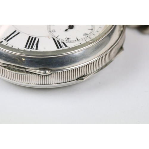 224 - An antique silver cased pocket watch together with a fully hallmarked sterling silver albert chain w... 