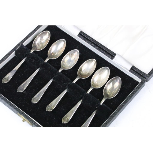 228 - Two cased sets of fully hallmarked sterling silver teaspoons together with a cased set of hallmarked... 