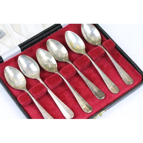 228 - Two cased sets of fully hallmarked sterling silver teaspoons together with a cased set of hallmarked... 