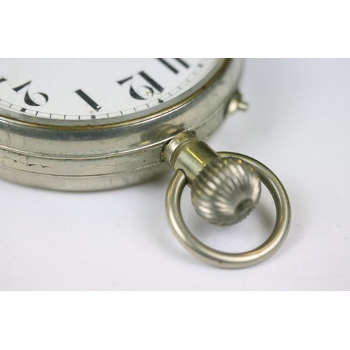 230 - A collection of six mixed pocket watches together with albert chains and watch keys.