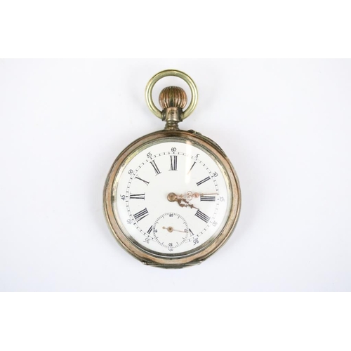 230 - A collection of six mixed pocket watches together with albert chains and watch keys.