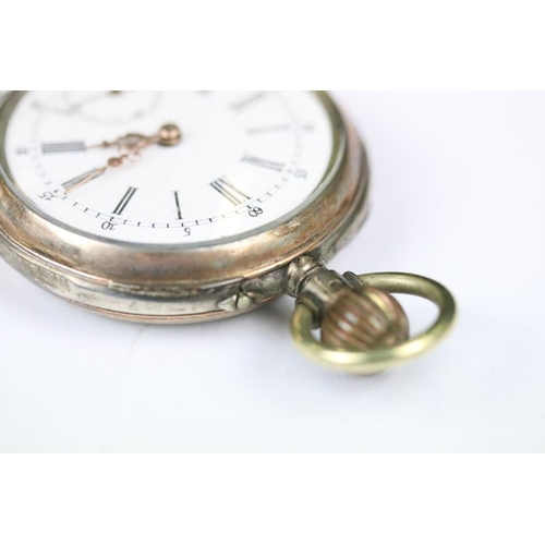 230 - A collection of six mixed pocket watches together with albert chains and watch keys.