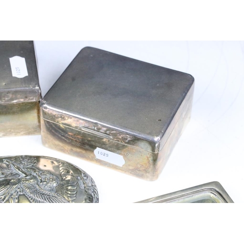 232 - A collection of mixed hallmarked silver to include three cigarette boxes and a selection of vanity i... 