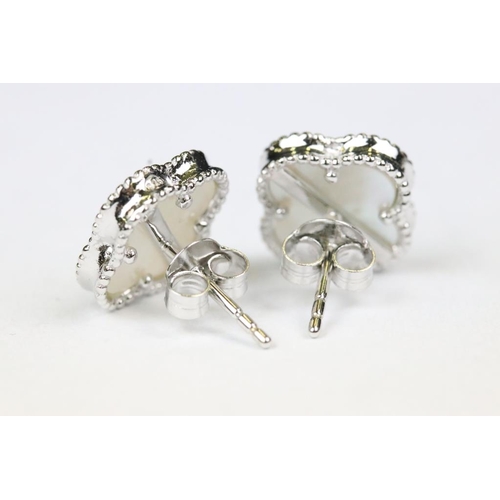 241 - Pair of Silver and Mother of Pearl Four Leaf Clover Cufflinks