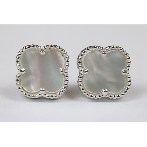 241 - Pair of Silver and Mother of Pearl Four Leaf Clover Cufflinks