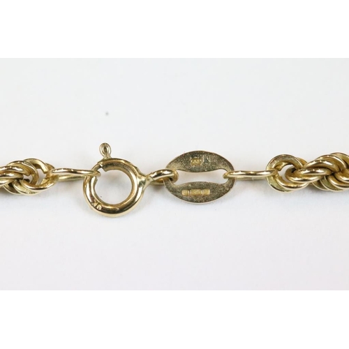 248 - Two hallmarked 9ct gold necklaces to include a rope chain example.