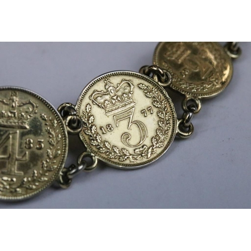 258 - A gilt ladies bracelet made with Queen Victoria coins.