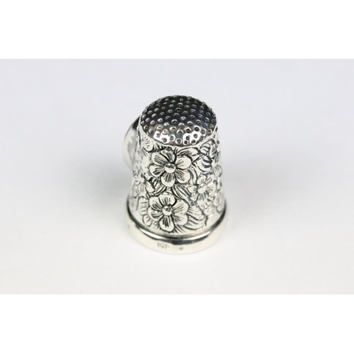 286 - Silver and Enamel Thimble with embossed decoration