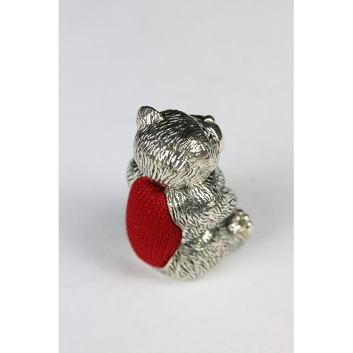 287 - Silver Teddy Bear Pin Cushion