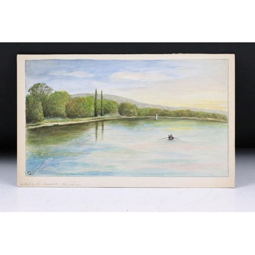 295 - A collection of landscape watercolours by Lawrence Toombs together with a Danish bangle bracelet.