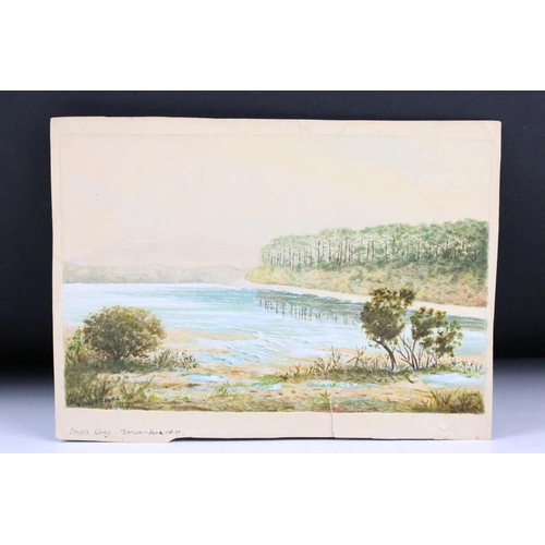 295 - A collection of landscape watercolours by Lawrence Toombs together with a Danish bangle bracelet.