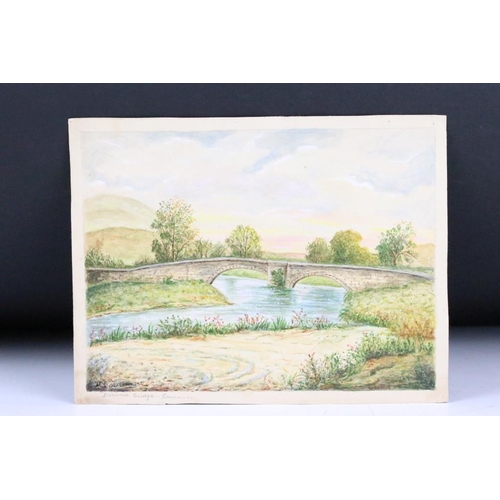 295 - A collection of landscape watercolours by Lawrence Toombs together with a Danish bangle bracelet.