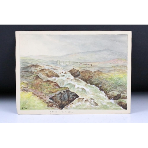 295 - A collection of landscape watercolours by Lawrence Toombs together with a Danish bangle bracelet.