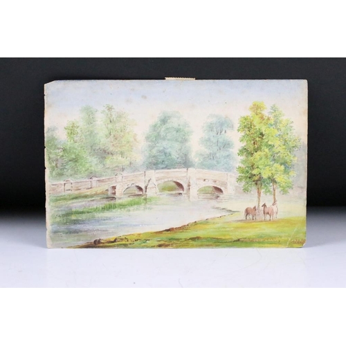 295 - A collection of landscape watercolours by Lawrence Toombs together with a Danish bangle bracelet.