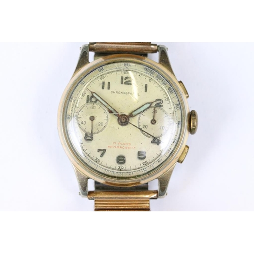 306 - A gents vintage 17 jewel chronograph wristwatch.