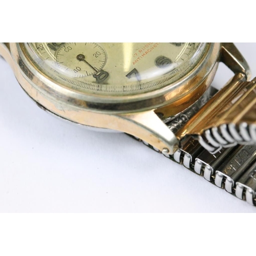 306 - A gents vintage 17 jewel chronograph wristwatch.