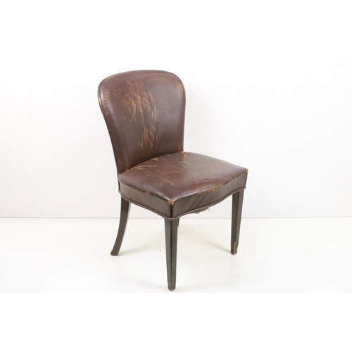 571 - Early 20th century Brown Leather Upholstered Side Chair, 52cm wide x 51cm deep x 91cm high