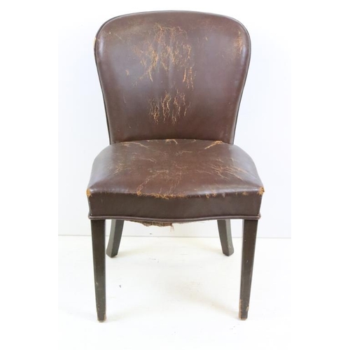 571 - Early 20th century Brown Leather Upholstered Side Chair, 52cm wide x 51cm deep x 91cm high