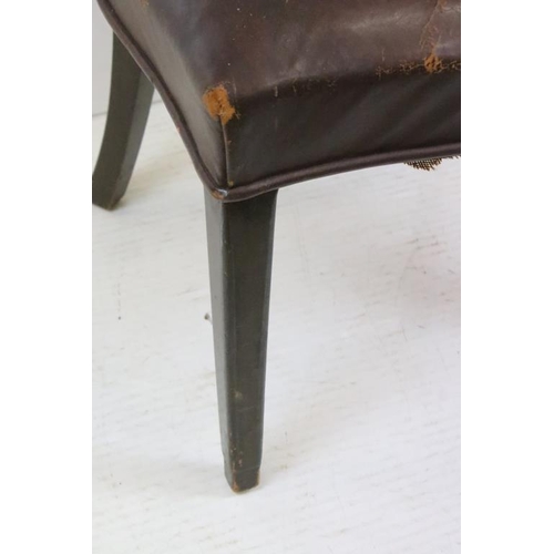 571 - Early 20th century Brown Leather Upholstered Side Chair, 52cm wide x 51cm deep x 91cm high