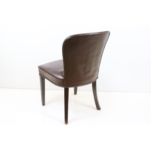 571 - Early 20th century Brown Leather Upholstered Side Chair, 52cm wide x 51cm deep x 91cm high