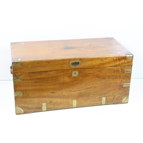 621 - 19th century Camphorwood and Brass Bound Travelling Chest or Blanket Box with brass carrying handles... 