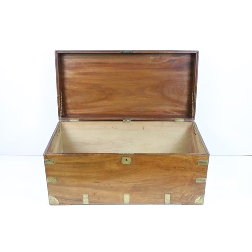 621 - 19th century Camphorwood and Brass Bound Travelling Chest or Blanket Box with brass carrying handles... 