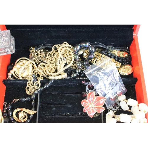 336 - Jewellery Box with contents to include silver