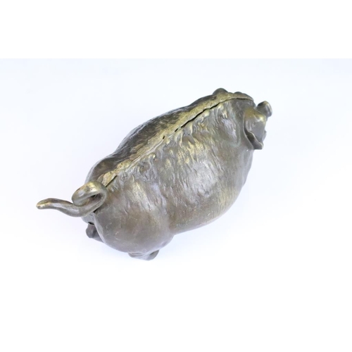 338 - Bronze Pig shaped Table Bell (press nose or tail)