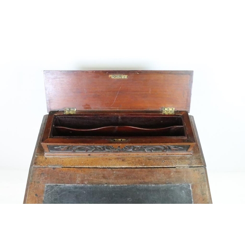 552 - Victorian Davenport, the over-structure with hinged lid opening to a stationery compartment, the hin... 