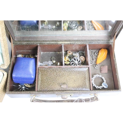 348 - A collection of mainly vintage costume jewellery contained within two boxes to include silver and an... 