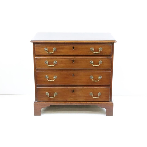 560 - George III Mahogany Chest of Four Long Drawers raised on bracket feet, 84cm long x 47cm deep x 80cm ... 