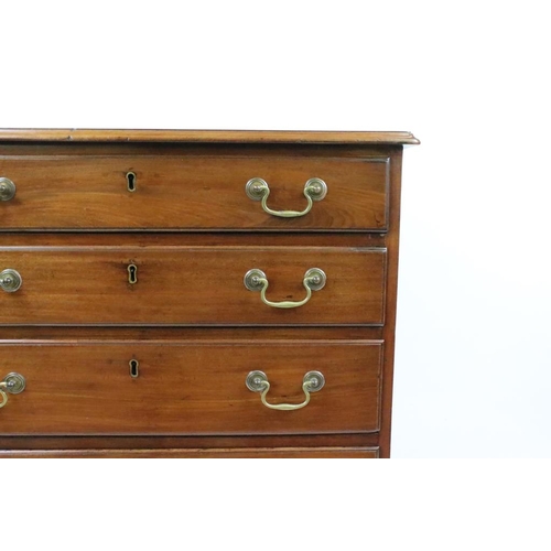 560 - George III Mahogany Chest of Four Long Drawers raised on bracket feet, 84cm long x 47cm deep x 80cm ... 