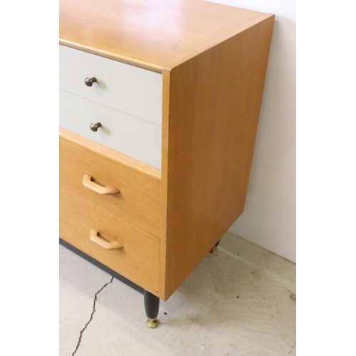 567 - Mid century Retro E. Gomme G-Plan ' Brandon ' Golden Oak and White Sideboard or Chest with an arrang... 