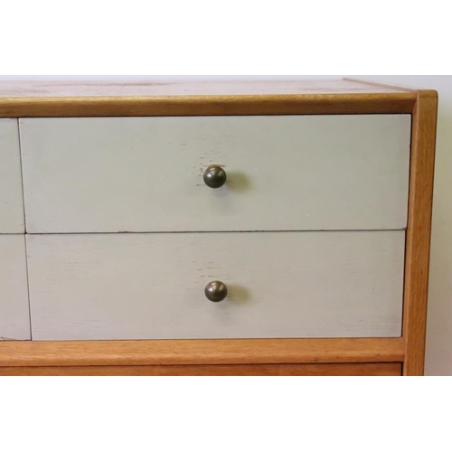 567 - Mid century Retro E. Gomme G-Plan ' Brandon ' Golden Oak and White Sideboard or Chest with an arrang... 