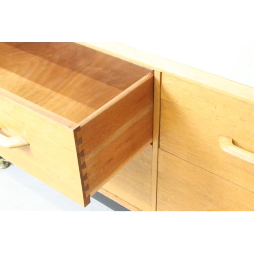 567 - Mid century Retro E. Gomme G-Plan ' Brandon ' Golden Oak and White Sideboard or Chest with an arrang... 