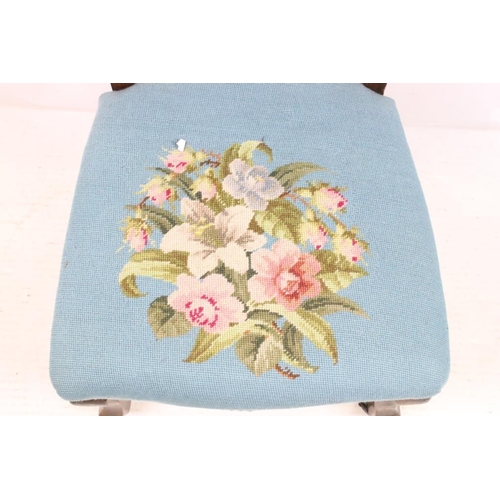 576 - Edwardian Nursing Chair with floral pattern needlework upholstered seat, 46cm wide x 48cm deep x 88c... 