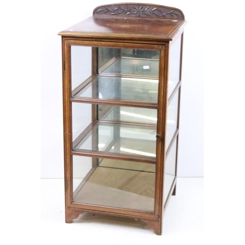 577 - Edwardian Mahogany Square Display Cabinet, with glazing to three sides, the single door opening to t... 