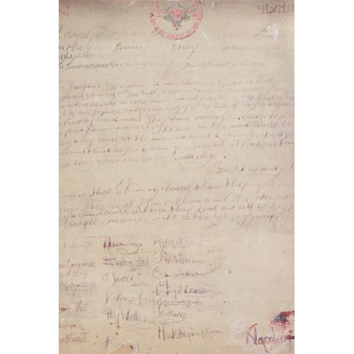 358 - A hand written document on card, ink stamp to top and signed Napoleon to the bottom right corner